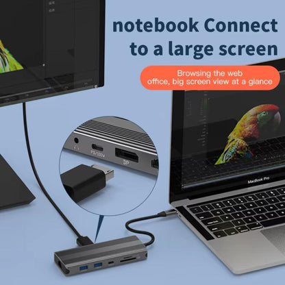 Station d'accueil multifonction Blueendless Type-C HD Gigabit avec réseau, 10-en-1 DP+HDMI double 8K, 10-en-1 double HDMI 8K+4K