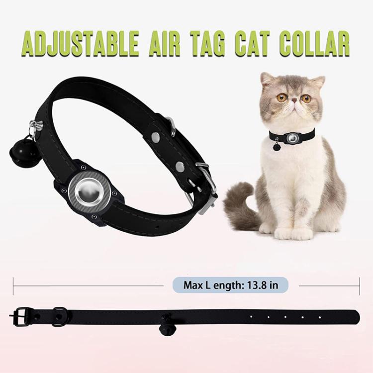 For AirTag Tracker Waterproof Protection Case Pet Leather Collar Anti Lost Cat Locator Collar