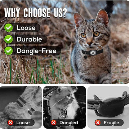 For AirTag Tracker Waterproof Protection Case Pet Leather Collar Anti Lost Cat Locator Collar