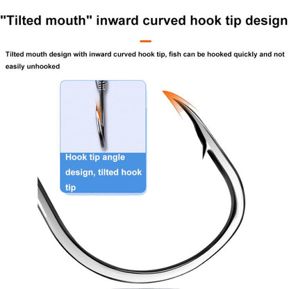 10pcs /Box Crooked Mouth Barbed Sea Fishing Hook Lure Fishing Hanging Shrimp Hook, 4, 3/0, 4/0, 5/0, Mixed Number