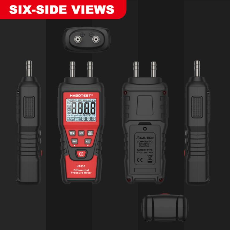 HABOTEST HT636 Highly Precision Differential Pressure Gauge Digital Micropressure Tester, HT636