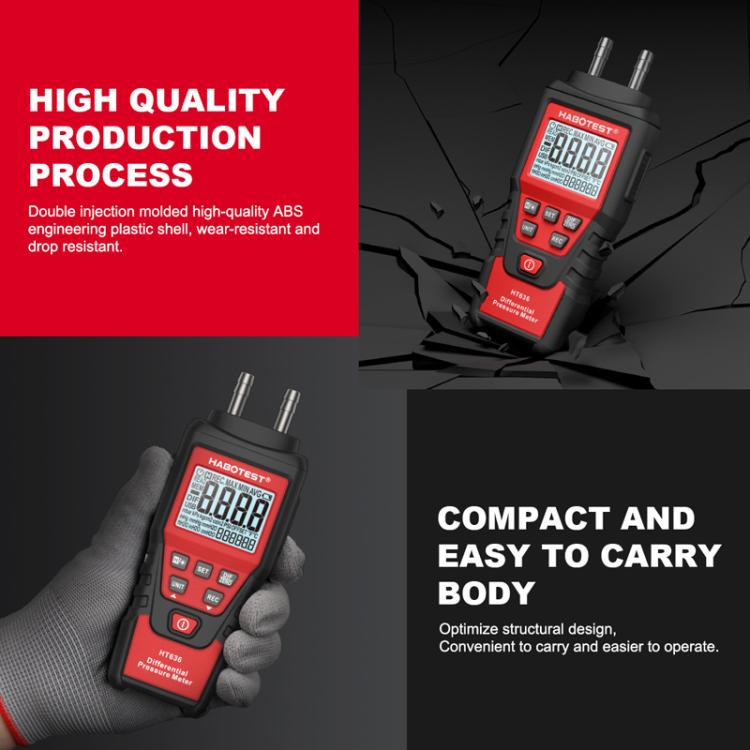 HABOTEST HT636 Highly Precision Differential Pressure Gauge Digital Micropressure Tester, HT636