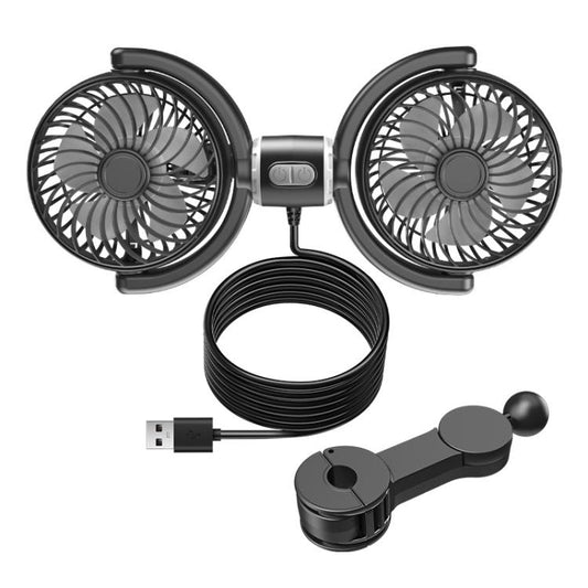 Ventilateur double tête USB à moteur sans balais pour appui-tête arrière de voiture