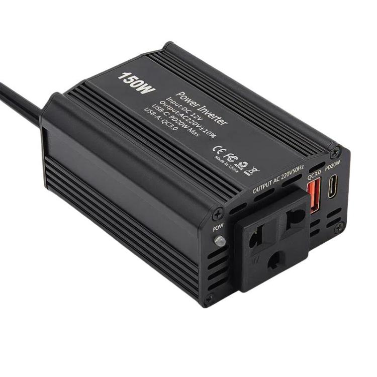 150W PD20W QC3.0 Fast Charging Car Inverter Car Cigarette Lighter Power Supply Adapter, US Plug, EU Plug