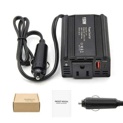 150W PD20W QC3.0 Fast Charging Car Inverter Car Cigarette Lighter Power Supply Adapter, US Plug, EU Plug