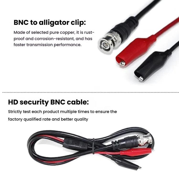 BNC Male To 2 Crocodile Clip Oscilloscope Probe Cable Q9 Signal Test Cable, 0.5m, 1m, 1.5m