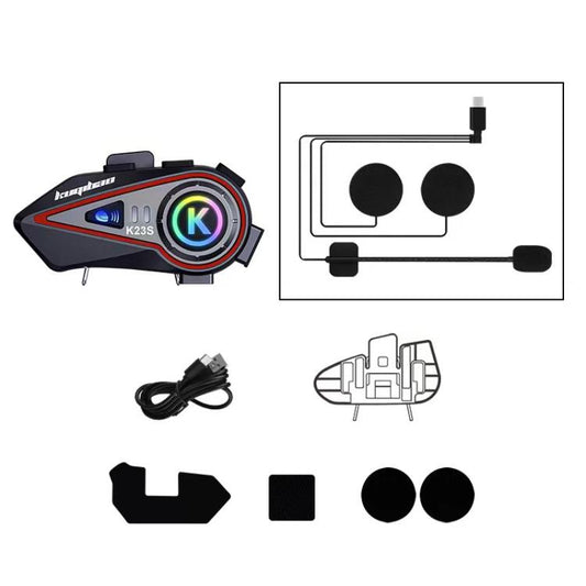 Kuqibao K23S Helmet Bluetooth Earphones 1000m Motorcycle Bluetooth-compatible 2 Person Intercom With Light Waterproof Headset, Hard Wheat, Soft Wheat