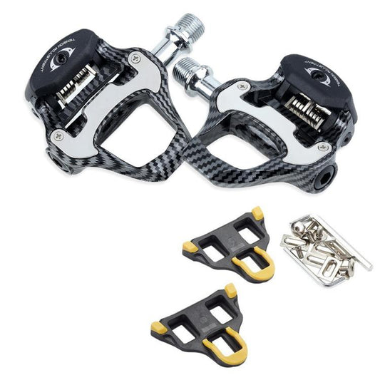 Pédales autobloquantes pour vélo de route RACEWORK R358, compatibles avec les systèmes LOOK et SPD.
