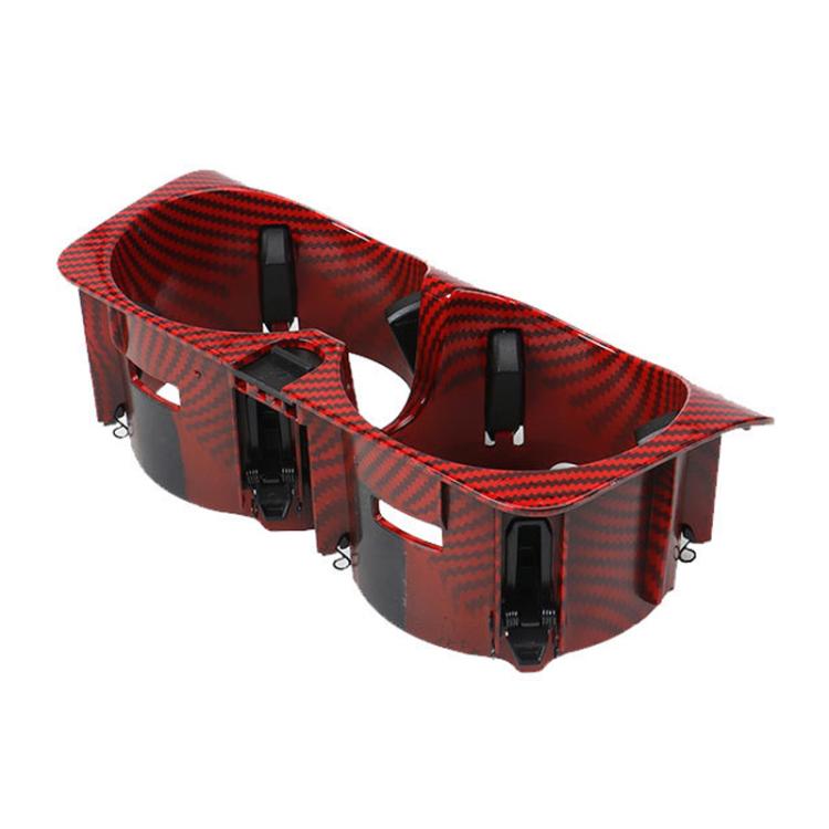 For Mercedes-Benz C-Class W205 / GLC W253 / E-Class W213 Center Console Beverage Cup Holder 2056802391, Black, Black Carbon Fiber, Red Carbon Fiber