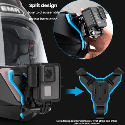 TELESIN Sports Camera Motorcycle Helmet Chin Mount Bracket For GoPro HERO Series / DJI Osmo Action / Insta360