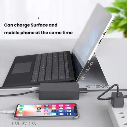 For Microsoft Surface Laptop 65W 15V 4A Fast Charger With 5V 1A  USB-A Port AC Adapter