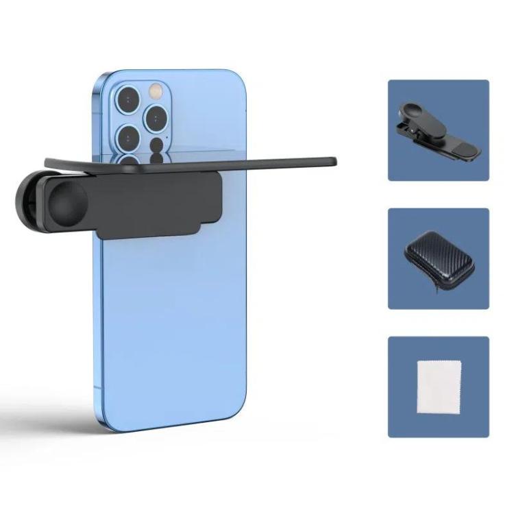 Mobile Phone Reflection Photo Clip Holder Adjustable Angle Mirror Clip Phone Reflector Selfie Artifact, Black, White, With Remote Control Black, With Remote Control White
