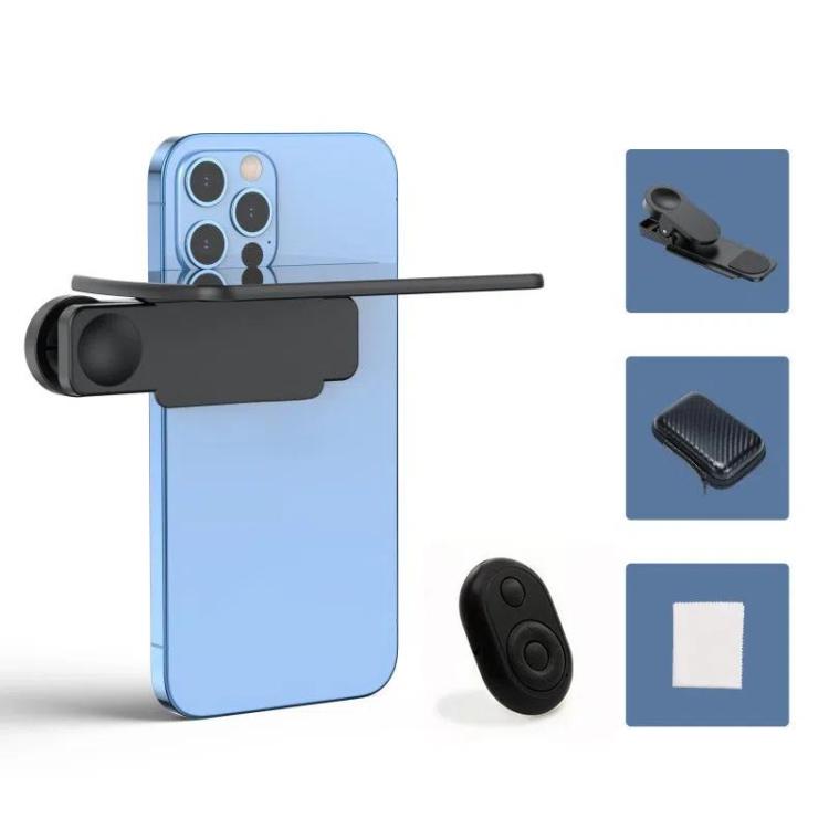 Mobile Phone Reflection Photo Clip Holder Adjustable Angle Mirror Clip Phone Reflector Selfie Artifact, Black, White, With Remote Control Black, With Remote Control White