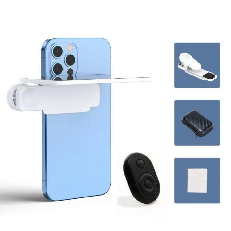 Mobile Phone Reflection Photo Clip Holder Adjustable Angle Mirror Clip Phone Reflector Selfie Artifact, Black, White, With Remote Control Black, With Remote Control White