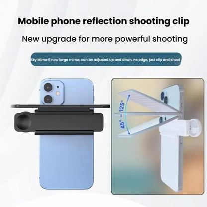 Mobile Phone Reflection Photo Clip Holder Adjustable Angle Mirror Clip Phone Reflector Selfie Artifact, Black, White, With Remote Control Black, With Remote Control White