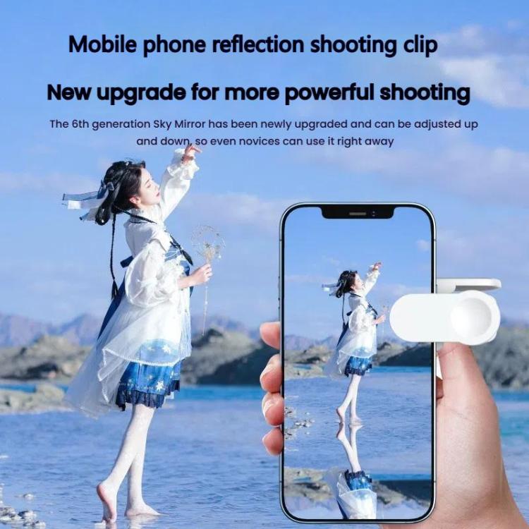 Mobile Phone Reflection Photo Clip Holder Adjustable Angle Mirror Clip Phone Reflector Selfie Artifact, Black, White, With Remote Control Black, With Remote Control White