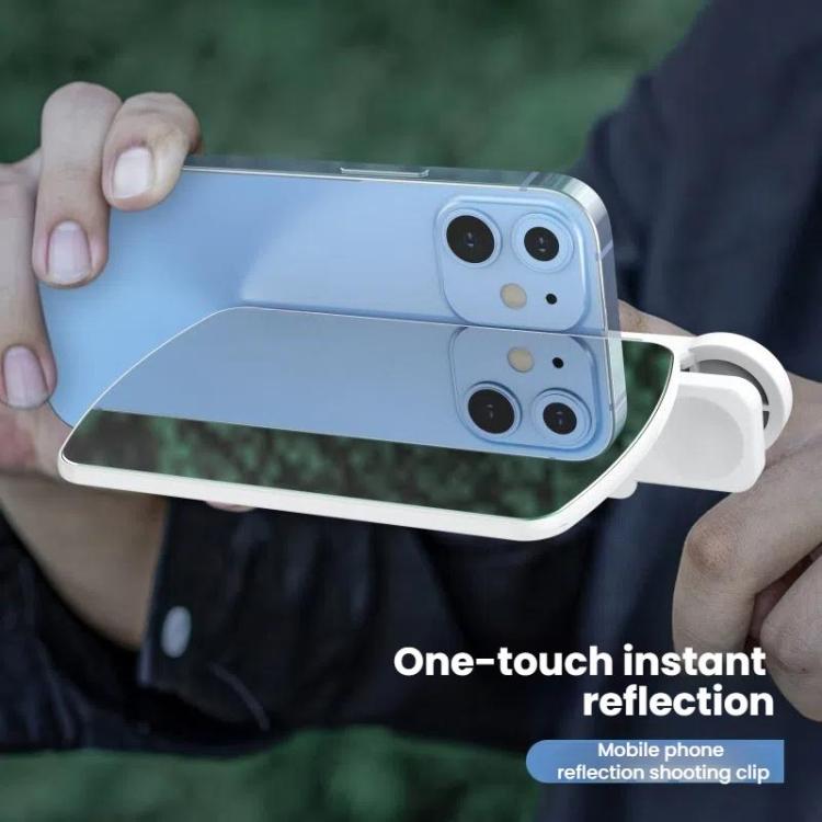 Mobile Phone Reflection Photo Clip Holder Adjustable Angle Mirror Clip Phone Reflector Selfie Artifact, Black, White, With Remote Control Black, With Remote Control White