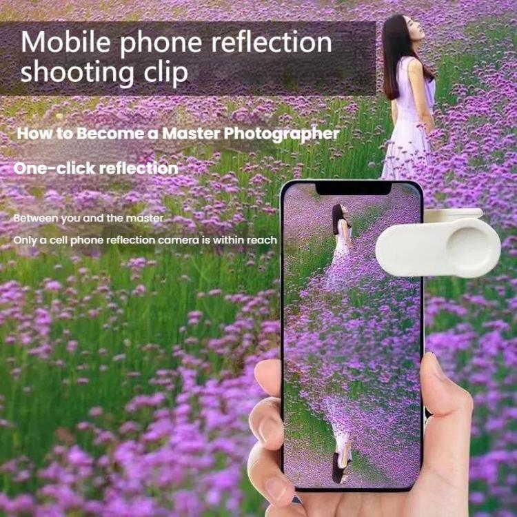 Mobile Phone Reflection Photo Clip Holder Adjustable Angle Mirror Clip Phone Reflector Selfie Artifact, Black, White, With Remote Control Black, With Remote Control White