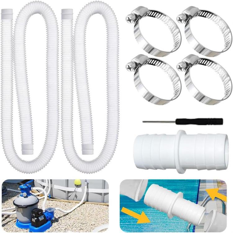 Tuyau de piscine 32 mm + connecteur + tournevis pour Intex 300 GPH/530 GPH, tuyau blanc de 1,5 m, tuyau bleu de 1,5 m, tuyau bleu de 1 m, tuyau blanc de 1 m