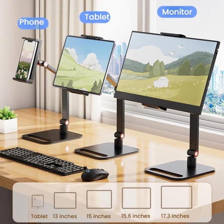 Phone Tablet Monitor Desktop Stand Height and Angle Adjustable Bracket for Screen Within 17.3 Inch