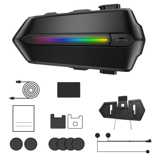 C5S IPX6 Waterproof CVC Noise Reduction Motorcycle Helmet Bluetooth Headset, Soft Mic, Hard Mic, Soft and Hard Mics