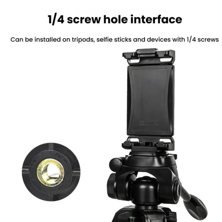 YUNTENG VCT-320 Adjustable Hot Shoe Tablet & Phone Mount Clamp Holder with Dual 1/4 Inch Screw Holes for 5.1-9.9 Inch Devices
