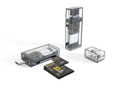 Transparent Card Reader for PC/Laptop/Smartphone, USB-C/Type-C To SD/TF, 8 Pin To SD/TF, Type-C+8 Pin To SD/TF, USB+8 Pin To SD/TF