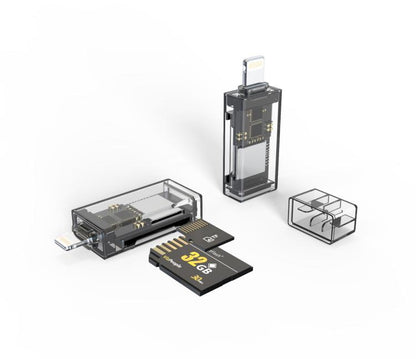 Transparent Card Reader for PC/Laptop/Smartphone, USB-C/Type-C To SD/TF, 8 Pin To SD/TF, Type-C+8 Pin To SD/TF, USB+8 Pin To SD/TF