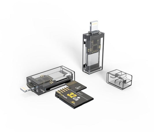 Transparent Card Reader for PC/Laptop/Smartphone, USB-C/Type-C To SD/TF, 8 Pin To SD/TF, Type-C+8 Pin To SD/TF, USB+8 Pin To SD/TF