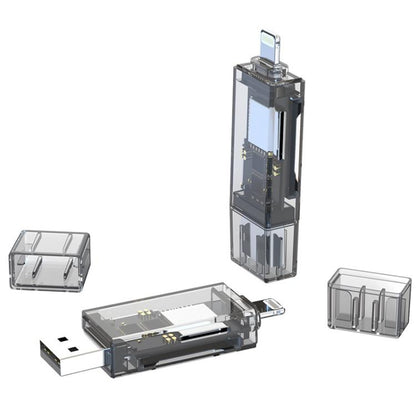 Transparent Card Reader for PC/Laptop/Smartphone, USB-C/Type-C To SD/TF, 8 Pin To SD/TF, Type-C+8 Pin To SD/TF, USB+8 Pin To SD/TF