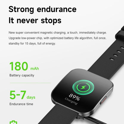 QS08 1.85 Inch Full-Screen Smart Watch with Real-Time Heart Rate/Blood Glucose/Blood Oxygen Monitor, SOS Alert, Sleep Tracking
