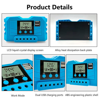 12V 24V Lithium Lead Acid Solar Charge Controller PWM PV Controller With LCD Display, 10A, 20A, 30A