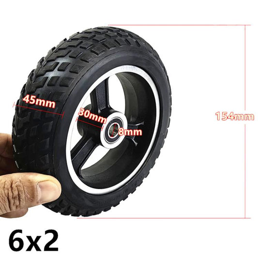 6inch Electrical Scooter Trolley Wheel 6 x 2 Solid Tires Whole Aluminum Wheels, 8mm, 10mm