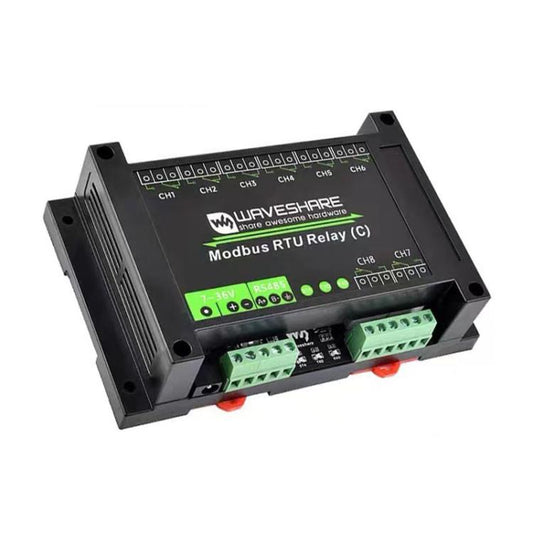 Waveshare Modbus RTU Protocol 8-Ch Latching Relay Module (C) With RS485 Interface, 30460