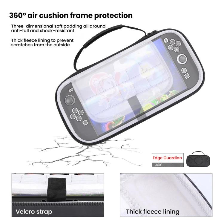 For Nintendo Switch 2 Storage Bag Portable O-Pattern Handbag, O-Pattern PU Black, O-Pattern Fabric Gray