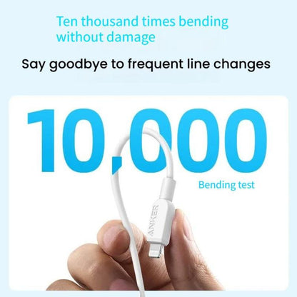 ANKER 310 Fast Charging PD Cable PVC Material Type-C to 8 Pin Fast Charging Cable, Black 0.9m, White 0.9m, Black 1.8m, White 1.8m