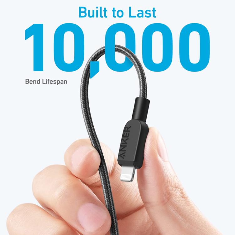 ANKER MFi Type-C To 8 Pin Fast Charging Braided Cable, 0.9m White, 0.9m Black, 1.8m White, 1.8m Black