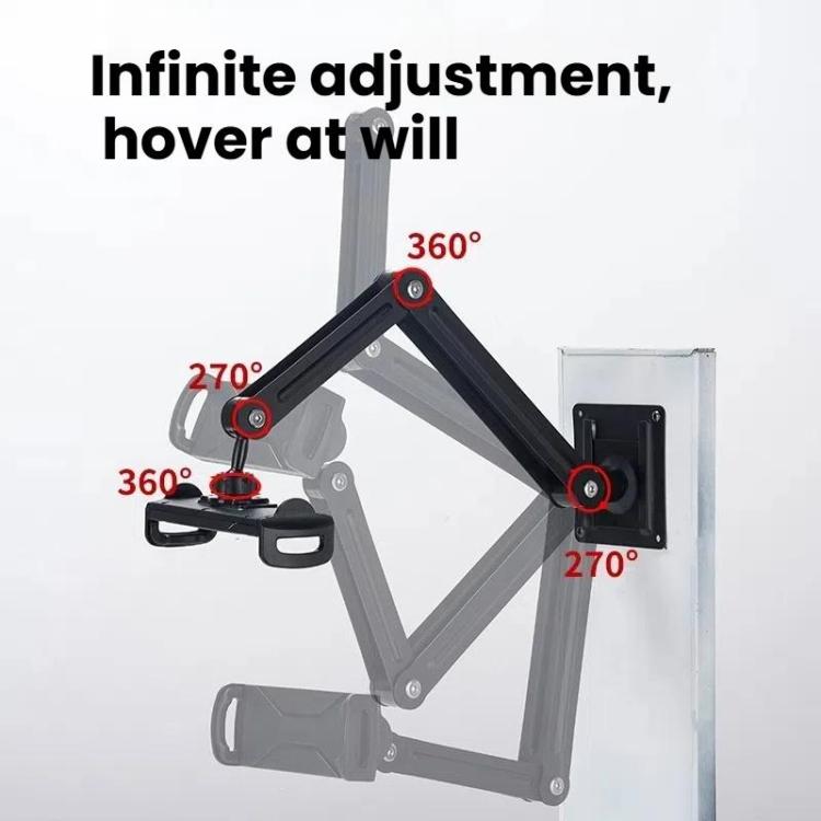 Long Arm Articulated Wall Mount Tablet Holder Adjustable Phone Mount with Detachable Base, Split Black, Split Black Blue