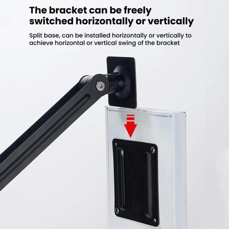 Long Arm Articulated Wall Mount Tablet Holder Adjustable Phone Mount with Detachable Base, Split Black, Split Black Blue