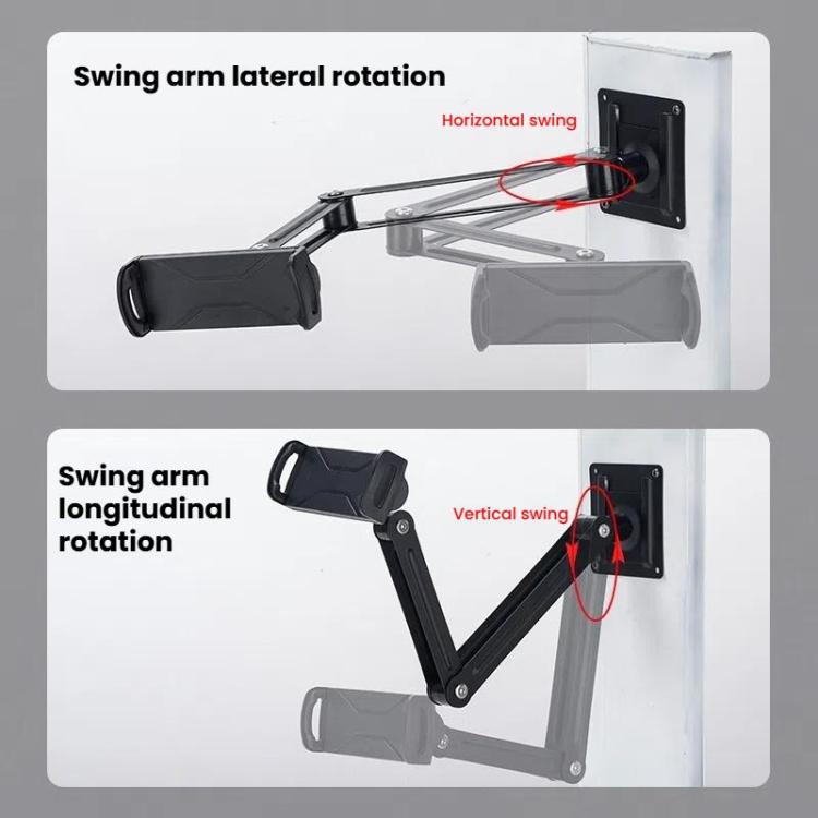 Long Arm Articulated Wall Mount Tablet Holder Adjustable Phone Mount with Detachable Base, Split Black, Split Black Blue