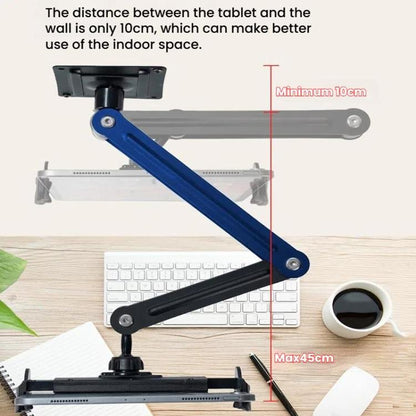 Long Arm Articulated Wall Mount Tablet Holder Adjustable Phone Mount with Detachable Base, Split Black, Split Black Blue