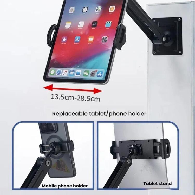 Long Arm Articulated Wall Mount Tablet Holder Adjustable Phone Mount with Detachable Base, Split Black, Split Black Blue