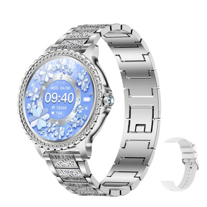 Bluetooth Calling AI Voice Assistant Life Waterproof Sports Smartwatch, Black Silicone Strap, Gold Pink Silicone Strap, Silver Gray Silicone Strap, Gold Rough Steel Strap+Pink Silicone Strap, Silver Rough Steel Strap+Gray Silicone Strap                ...