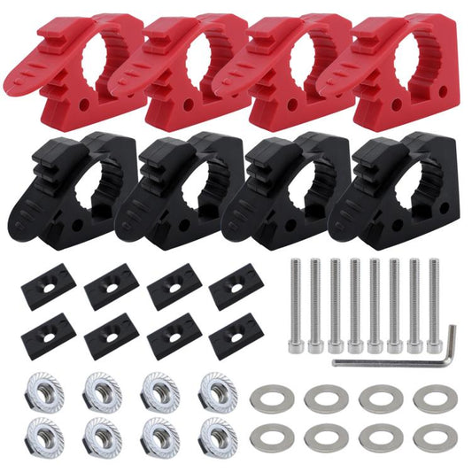 Car Quick-Fix Adjustable Rubber Clip Installation Clamp, 2 Red 2 Black, 4 Red 4 Black