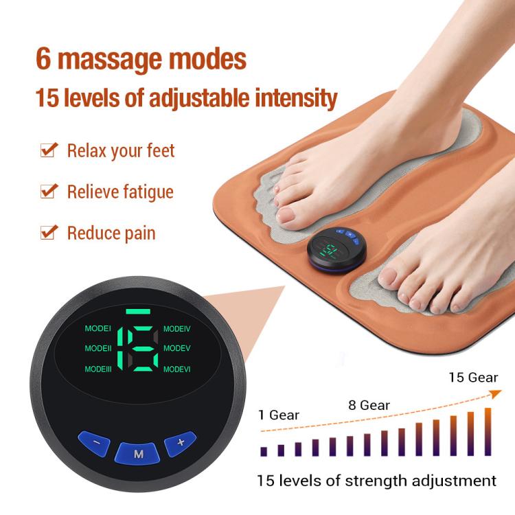 EMS Smart 6-mode 15-level 3D Foot Massage Pad Microcurrent Foot Massager, (Orange)