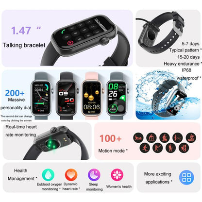 QS50 1.47inch TFT Screen Smart Wristband Support Bluetooth Calling / Oxygen Detection / Sleep Detection / Heart Rate Detection