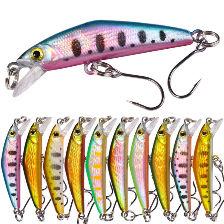 HENGJIA MI171 4.3cm-1.6g Leurre de pêche extérieur coulant Road Runner Warbler, hameçon simple, 10 couleurs / boîte