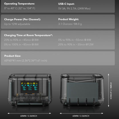 For GoPro HERO13 Black Super Fast Charger Dock Battery Charging Station With OLED Screen Display