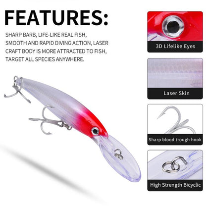 PROBEROS DW627 Leurre Bionique de Pêche Minnow Grande Distance, A, B, C, D, E, F, G, H, I, J