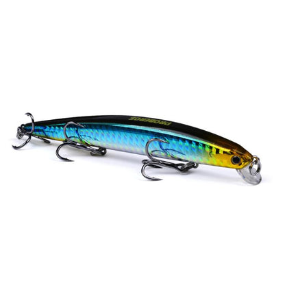 Leurre Minnow Submergé PROBEROS DW622 12,5cm-16g, Leurre Dur Bionique en Plastique Polyvalent pour la Pêche en Mer